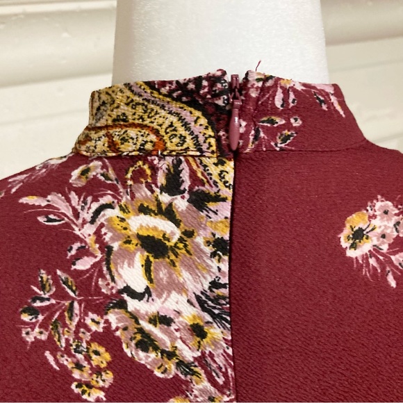 Maroon Maxi Keyhole Dress Long Sleeve Paisley Size Small S - Picture 8 of 16